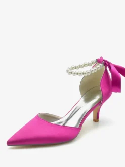 Wedding Shoes Bridal Pumps Silk And Satin Pointed Toe Pearls