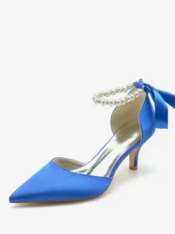 Wedding Shoes Bridal Pumps Silk And Satin Pointed Toe Pearls
