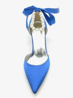 Wedding Shoes Bridal Pumps Silk And Satin Pointed Toe Pearls