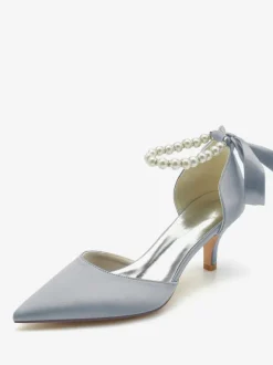 Wedding Shoes Bridal Pumps Silk And Satin Pointed Toe Pearls