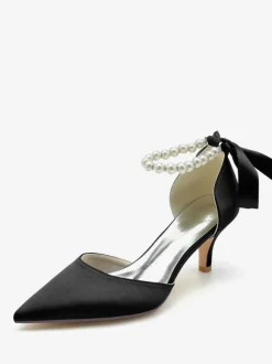 Wedding Shoes Bridal Pumps Silk And Satin Pointed Toe Pearls