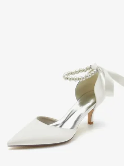 Wedding Shoes Bridal Pumps Silk And Satin Pointed Toe Pearls