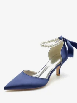 Wedding Shoes Bridal Pumps Silk And Satin Pointed Toe Pearls