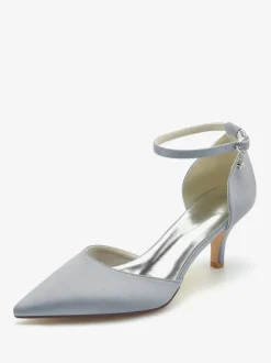 Wedding Shoes Bridal Pumps Silk And Satin Pointed Toe Rhinestones