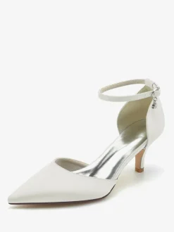 Wedding Shoes Bridal Pumps Silk And Satin Pointed Toe Rhinestones