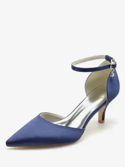 Wedding Shoes Bridal Pumps Silk And Satin Pointed Toe Rhinestones