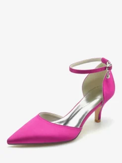 Wedding Shoes Bridal Pumps Silk And Satin Pointed Toe Rhinestones