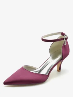 Wedding Shoes Bridal Pumps Silk And Satin Pointed Toe Rhinestones