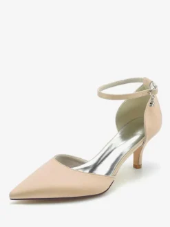Wedding Shoes Bridal Pumps Silk And Satin Pointed Toe Rhinestones