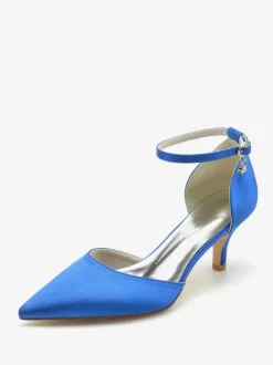 Wedding Shoes Bridal Pumps Silk And Satin Pointed Toe Rhinestones