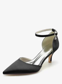 Wedding Shoes Bridal Pumps Silk And Satin Pointed Toe Rhinestones
