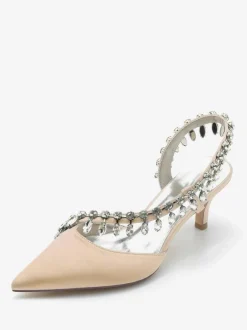 Wedding Shoes Bridal Pumps Silk And Satin Pointed Toe Rhinestones