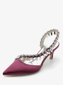 Wedding Shoes Bridal Pumps Silk And Satin Pointed Toe Rhinestones