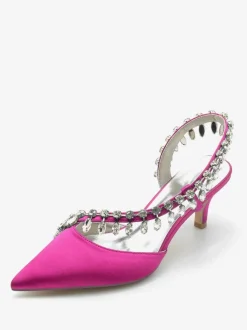 Wedding Shoes Bridal Pumps Silk And Satin Pointed Toe Rhinestones