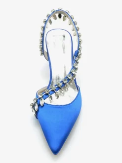 Wedding Shoes Bridal Pumps Silk And Satin Pointed Toe Rhinestones