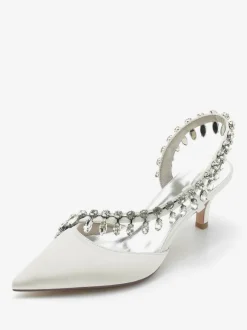 Wedding Shoes Bridal Pumps Silk And Satin Pointed Toe Rhinestones