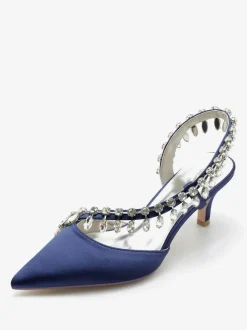 Wedding Shoes Bridal Pumps Silk And Satin Pointed Toe Rhinestones