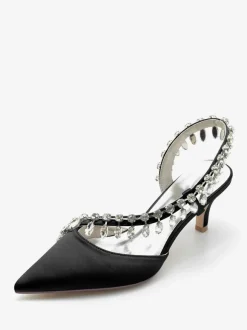 Wedding Shoes Bridal Pumps Silk And Satin Pointed Toe Rhinestones
