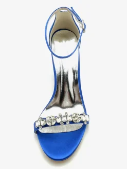 Wedding Shoes Satin Burgundy Rhinestones Open Toe Wedding Sandals