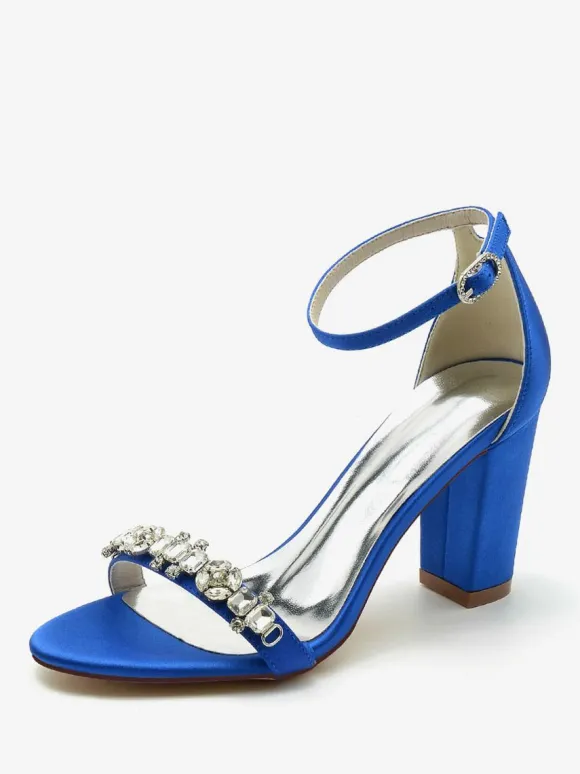 Wedding Shoes Satin Burgundy Rhinestones Open Toe Wedding Sandals