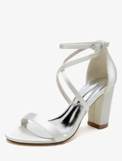 Wedding Shoes Satin White Open Toe Wedding Sandals