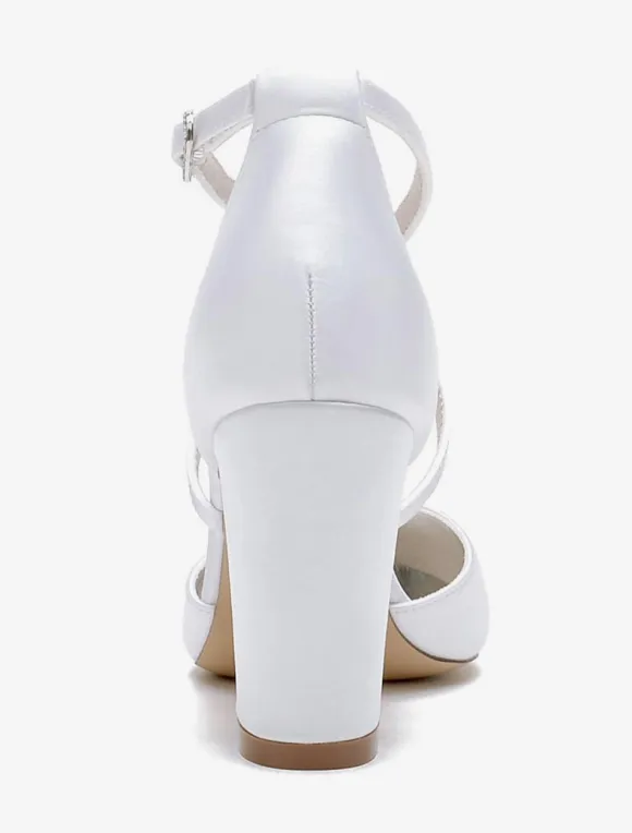 Wedding Shoes Satin White Open Toe Wedding Sandals