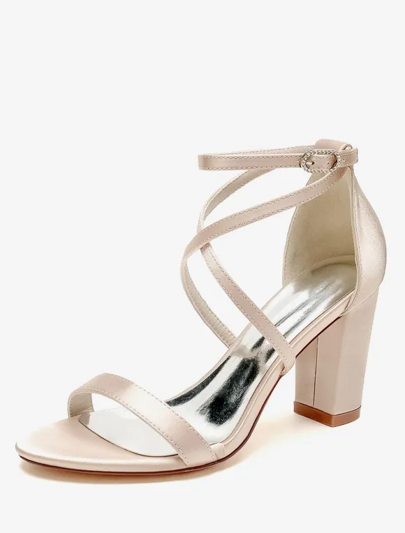Wedding Shoes Satin White Open Toe Wedding Sandals
