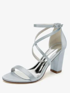 Wedding Shoes Satin White Open Toe Wedding Sandals