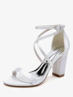 Wedding Shoes Satin White Open Toe Wedding Sandals