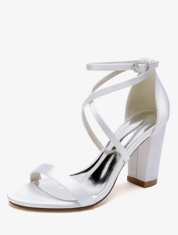 Wedding Shoes Satin White Open Toe Wedding Sandals
