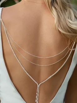 Wedding Statement Necklace Silver Bohemian Rhinestone Girl's