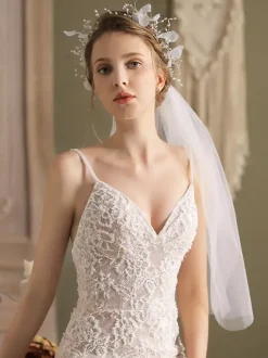 Wedding Veil Flowers Tulle Veil Drop Bridal Veil