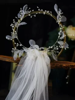 Wedding Veil Flowers Tulle Veil Drop Bridal Veil