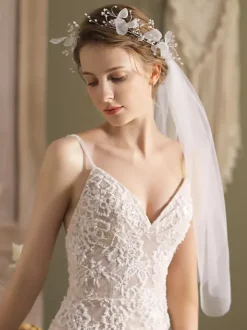 Wedding Veil Flowers Tulle Veil Drop Bridal Veil