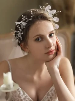 Wedding Veil Flowers Tulle Veil Drop Bridal Veil