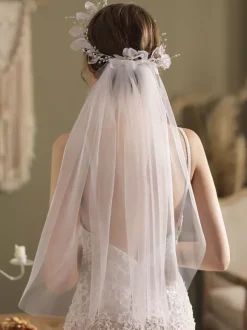 Wedding Veil Flowers Tulle Veil Drop Bridal Veil