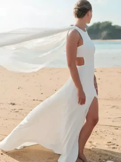 Wedding Veil One-Tier Chiffon Cut Edge Bridal Veil