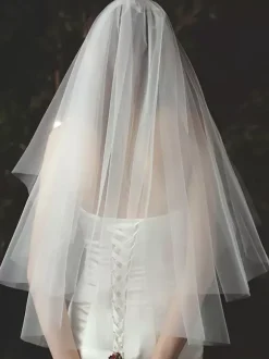 Wedding Veils Two Tier Tulle Cut Edge Classic Bridal Veils