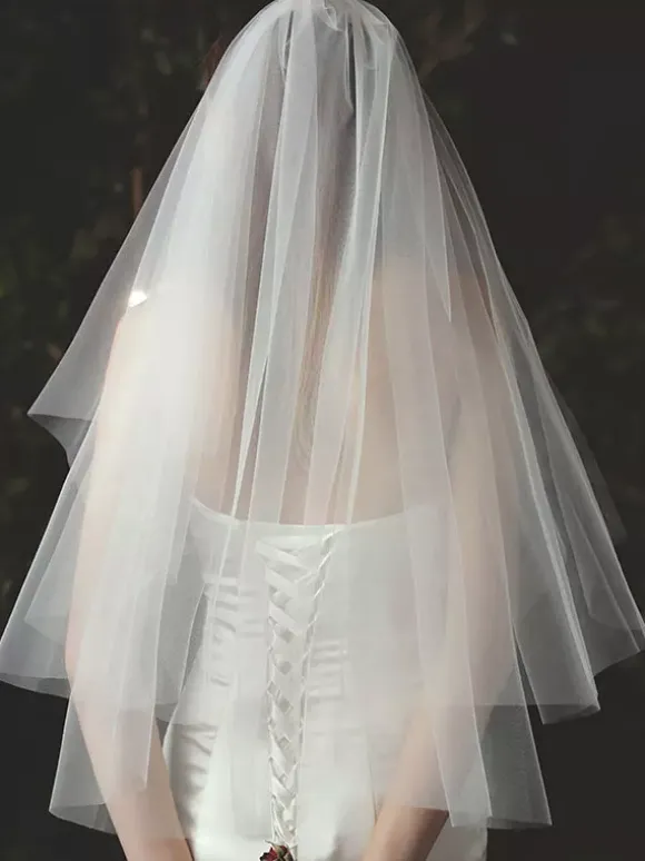 Wedding Veils Two Tier Tulle Cut Edge Classic Bridal Veils