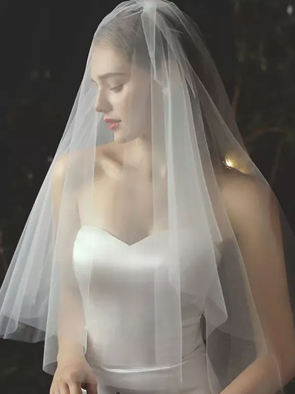 Wedding Veils Two Tier Tulle Cut Edge Classic Bridal Veils