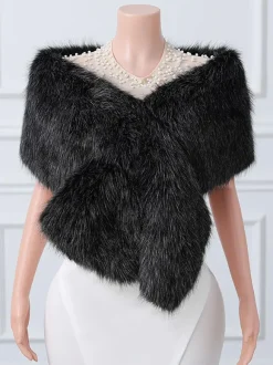 Wedding Wrap Ecru White Tops Faux Fur Bridal Cover Up