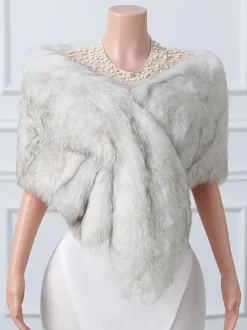 Wedding Wrap Ecru White Tops Faux Fur Bridal Cover Up
