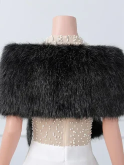 Wedding Wrap Ecru White Tops Faux Fur Bridal Cover Up