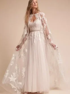 Wedding Wrap Ivory Jewel Neck Cloaks Lace Lace Bridal Cover Ups