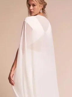 Wedding Wrap Ivory Jewel Neck Cloaks Chiffon Bridal Cover Ups