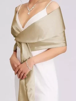 Wedding Wrap Silver Shawls Satin Fabric Bridal Cover Ups