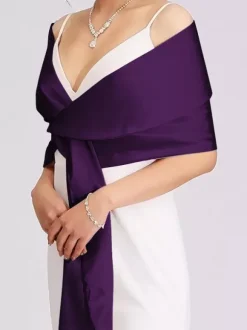 Wedding Wrap Silver Shawls Satin Fabric Bridal Cover Ups