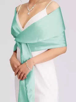 Wedding Wrap Silver Shawls Satin Fabric Bridal Cover Ups