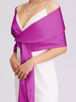 Wedding Wrap Silver Shawls Satin Fabric Bridal Cover Ups