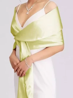Wedding Wrap Silver Shawls Satin Fabric Bridal Cover Ups